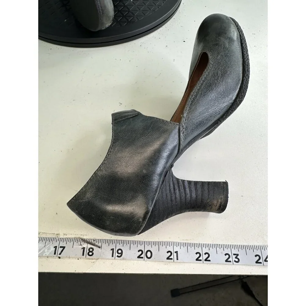 Miz Mooz Kora Gray Leather Mary Jane Heels Chunky Heel Sz 36/6 Twee Lagenlook