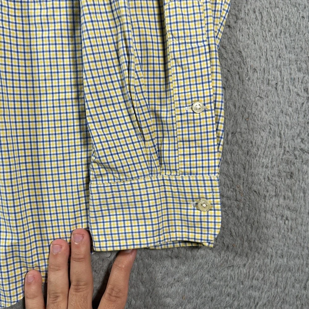 Polo Ralph Lauren Shirt‎ Men 2XL Yellow Windowpane Long Sleeve Pony Custom Fit