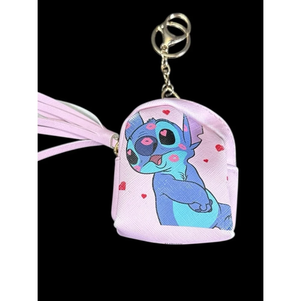 Disney‎ Lilo and Stitch Coin Purse Pink Key Chain Bag Clip 4