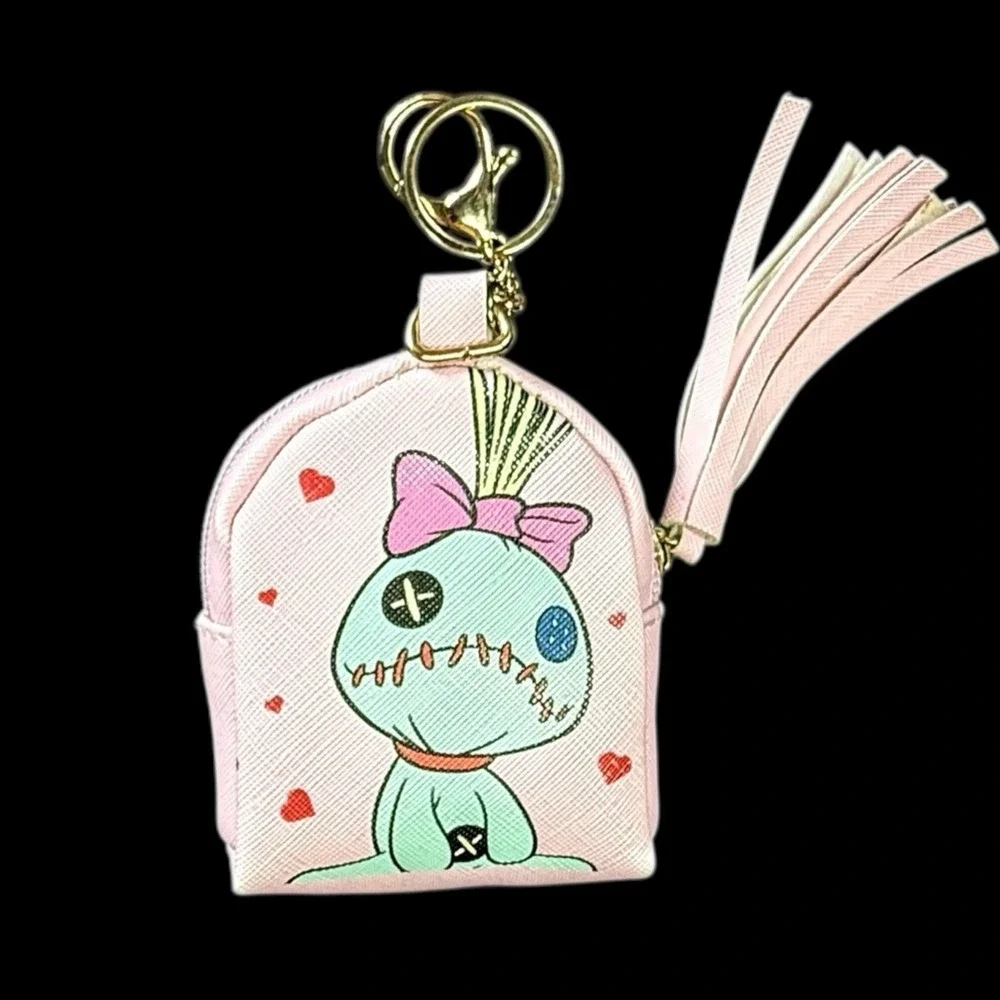 Disney‎ Lilo and Stitch Coin Purse Pink Key Chain Bag Clip 4