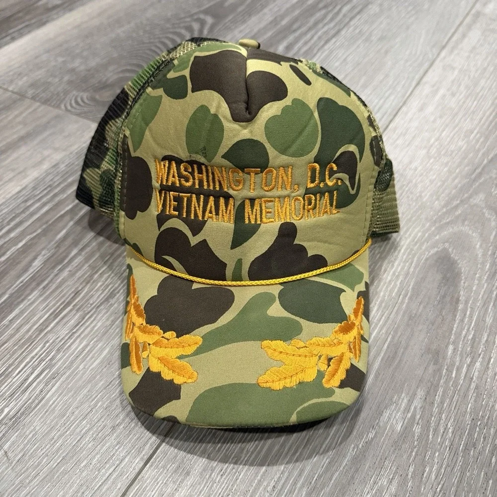 Vietnam Memorial Washington DC Snapback Trucker Hat‎ Cap Camo Gold