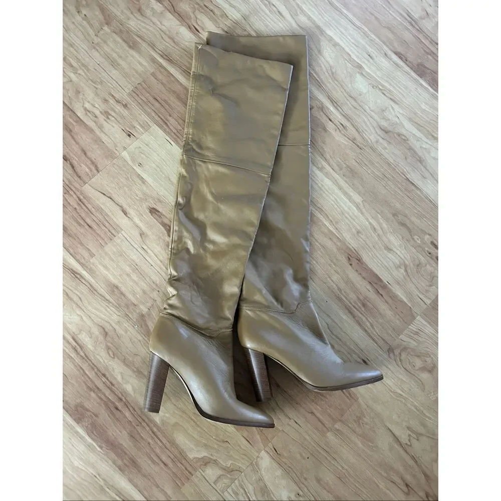 FRAME X Tamara Mellon Boots brown/tan high knee soft leather New no box size 8.5