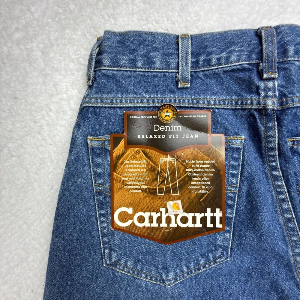 Carhartt Relaxed Fit Tapered Leg Denim Jeans Men 32x34 B17 DST Darkstone NWT NOS