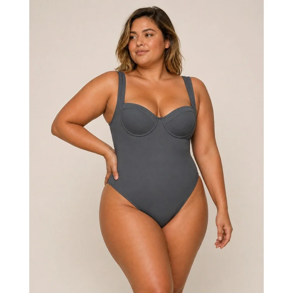 SKIMS‎ Shaping Swim Underwire One Piece Gunmetal Womens 4X