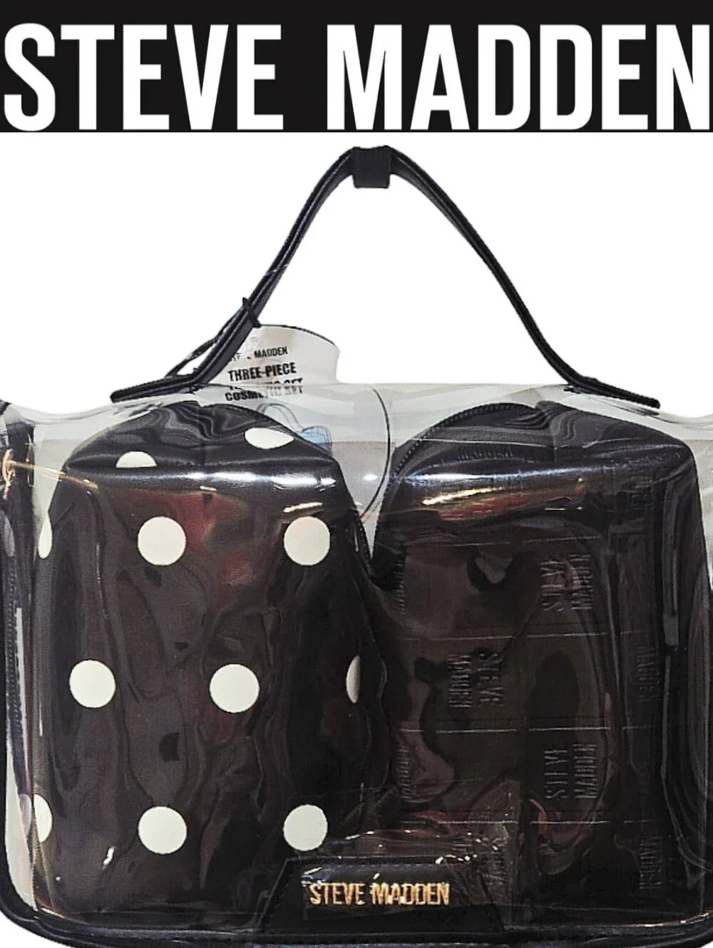 Steve Madden 3-PC Cosmo Set- Clear/Polka Dot