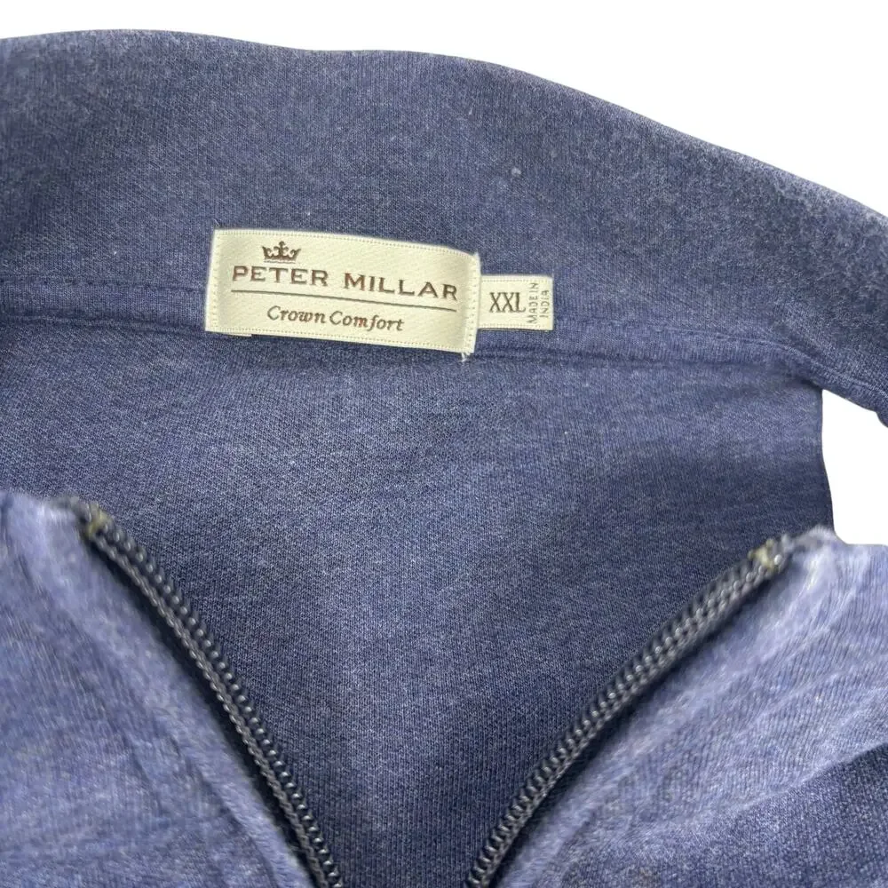Peter Millar Crown Crafted‎ Mens 2XL Blue 1/4 Zip Long Sleeve Pullover Sweater