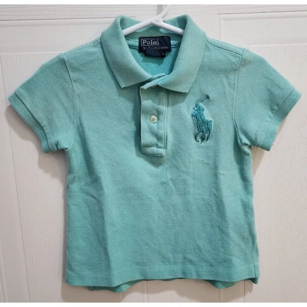 Polo by Ralph Lauren Light Blue Big Embroidered Pony Logo Polo Shirt Size‎ 12M