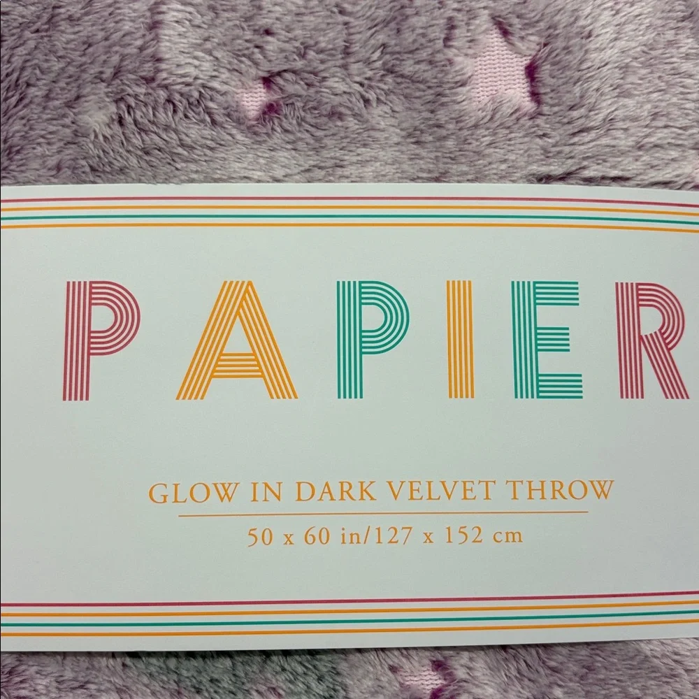 Papier NEW Glow in the Dark Throw Velvet Theme Moon Stars 50 x 60 100% Polyester