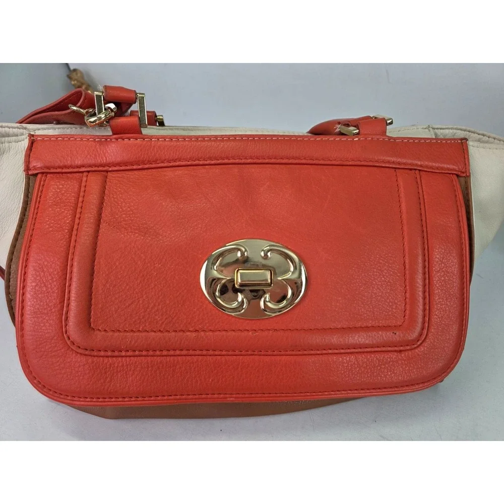 Emma Fox Women's Leather Satchel Shoulder‎ Bag Brown Orange Purse Handbag