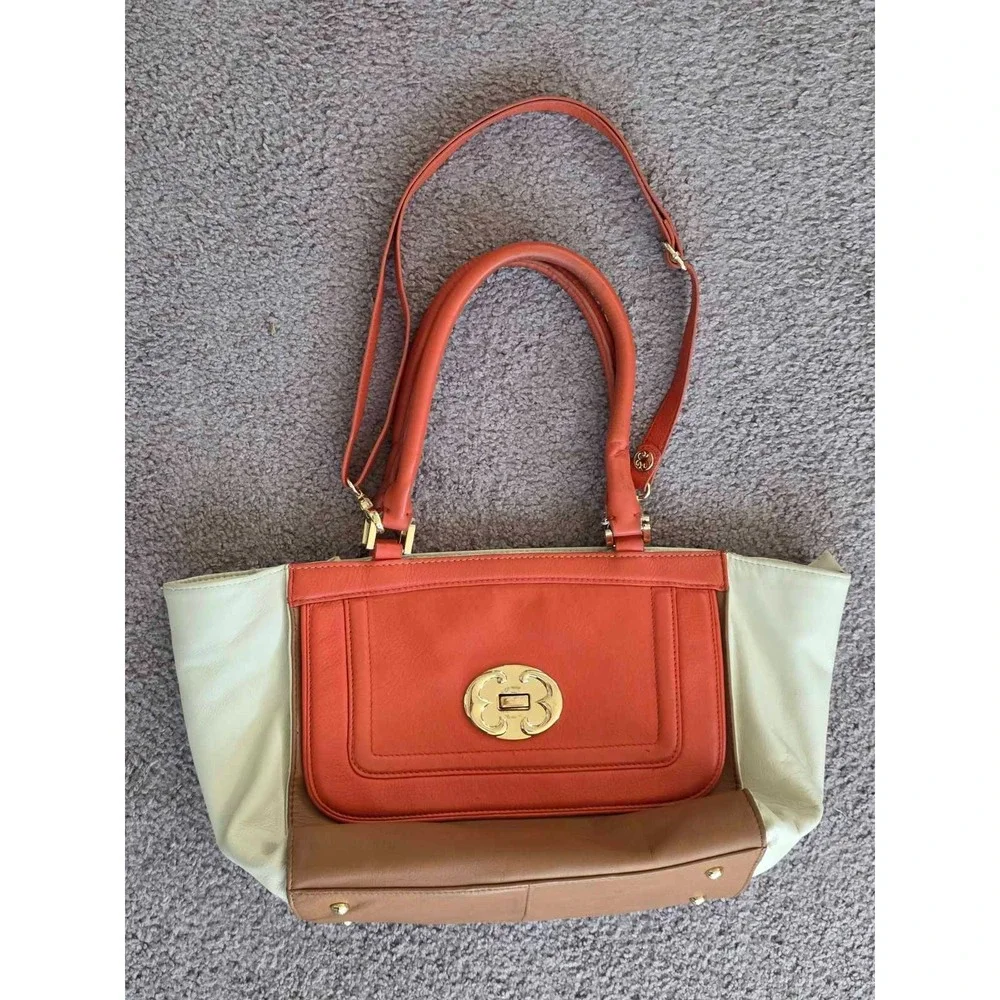 Emma Fox Women's Leather Satchel Shoulder‎ Bag Brown Orange Purse Handbag