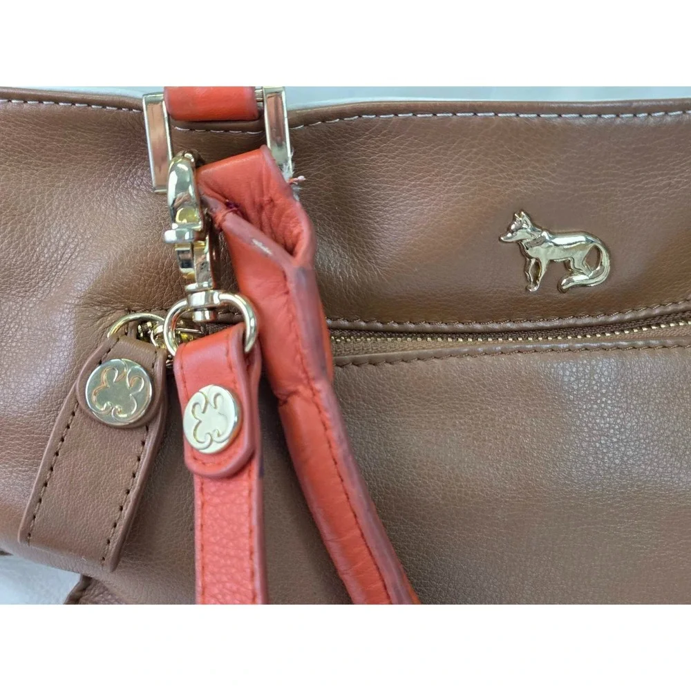 Emma Fox Women's Leather Satchel Shoulder‎ Bag Brown Orange Purse Handbag
