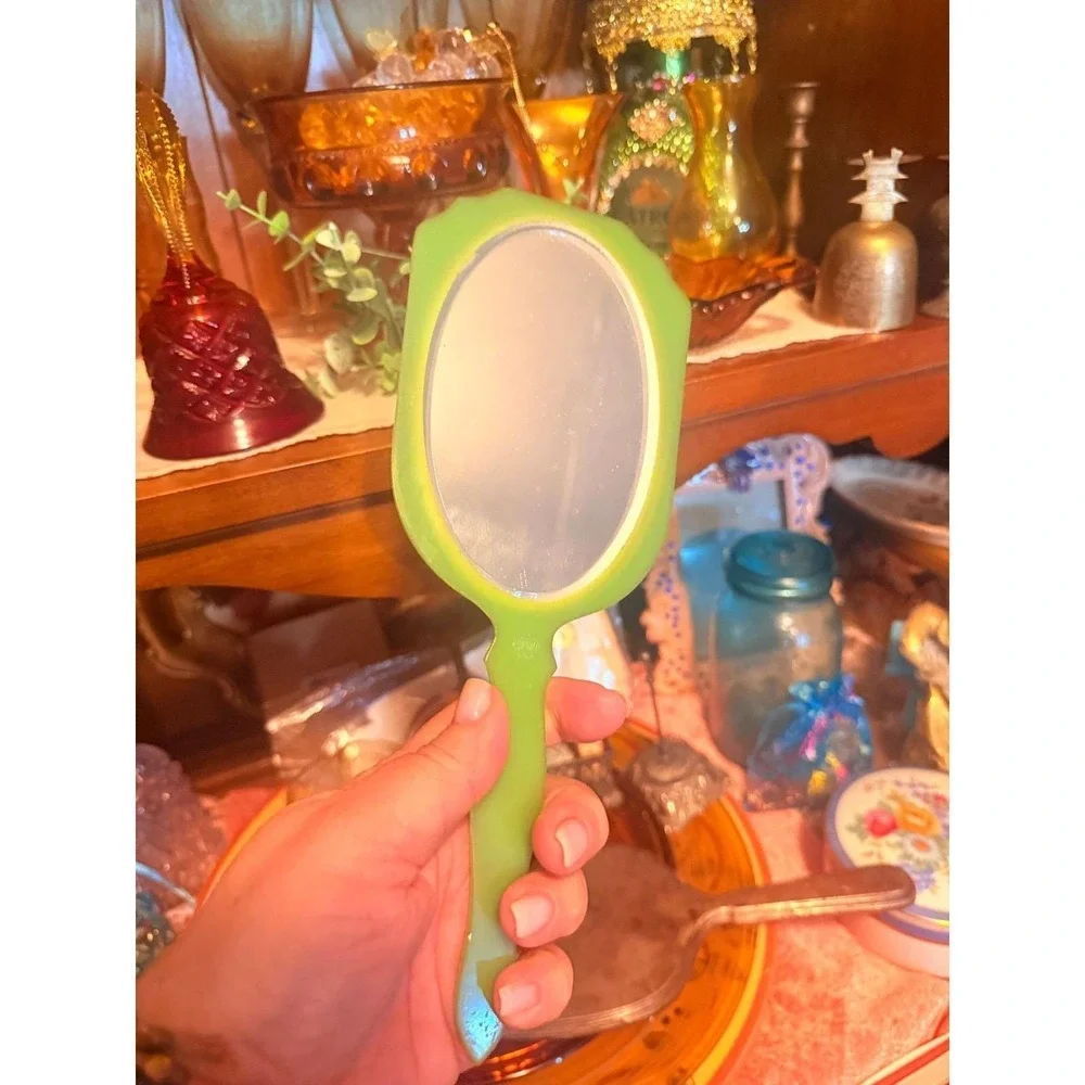 vintage DuPont celluloid Art Deco vanity Green Mirror 1920s or 1930s