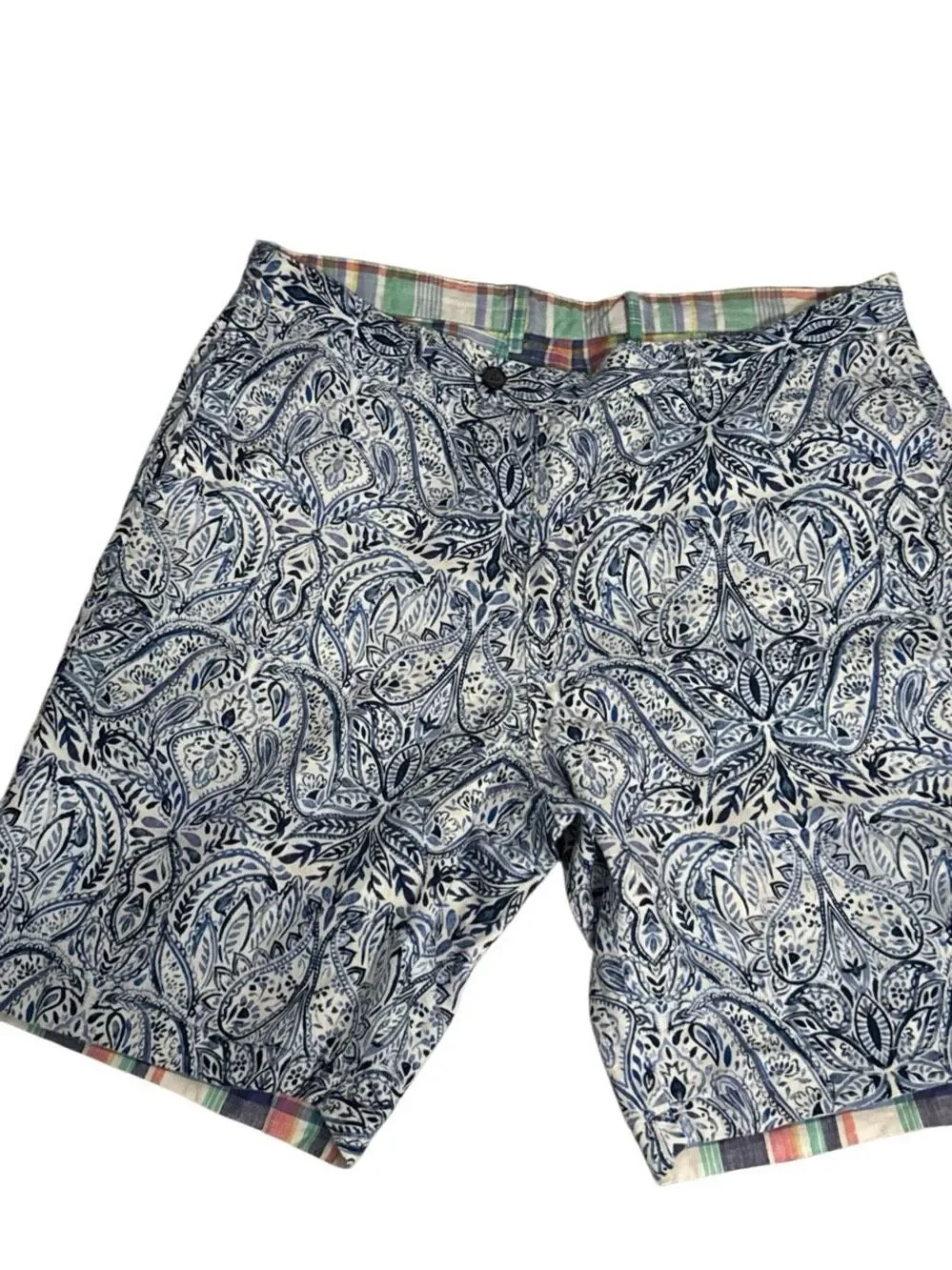 Tommy Bahama Reversible Paisley Plaid Men’s Linen Shorts