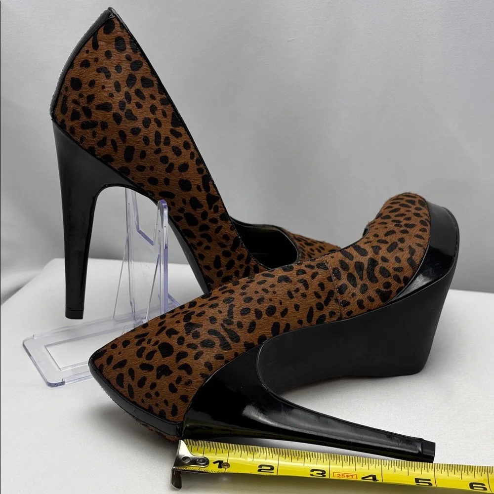 Via Neroli Brown Leopard Print‎ Pony Hair Platform Party Pump W Sz9 #0243