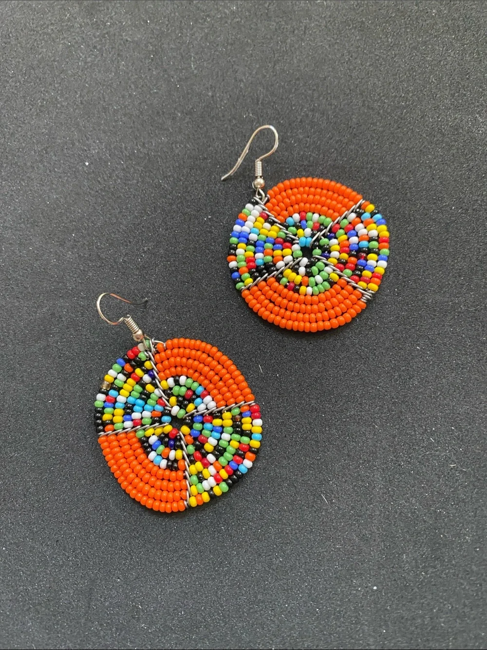 Orange Beaded Earrings NWOT