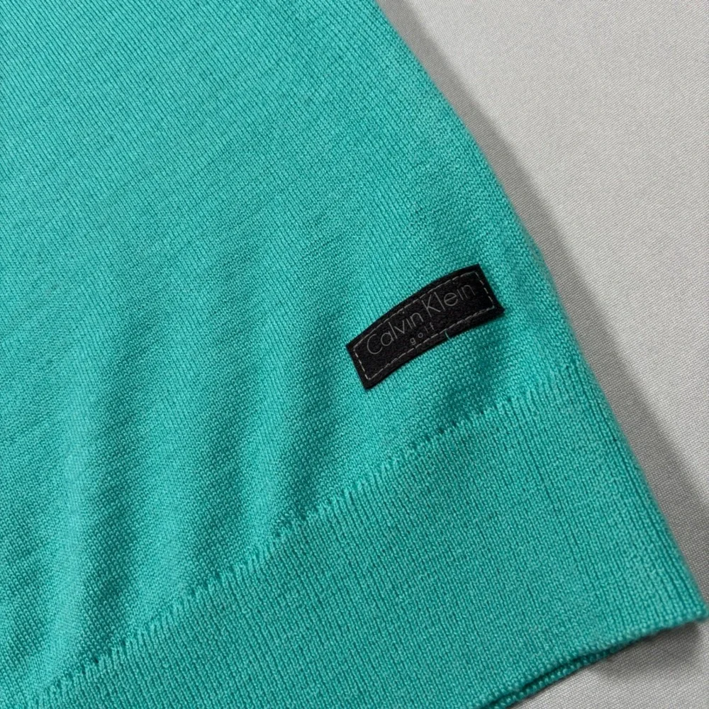 Calvin Klein Golf Vest Mens XL Teal Green Merino Wool Blend 1/4 Zip Antalya Club