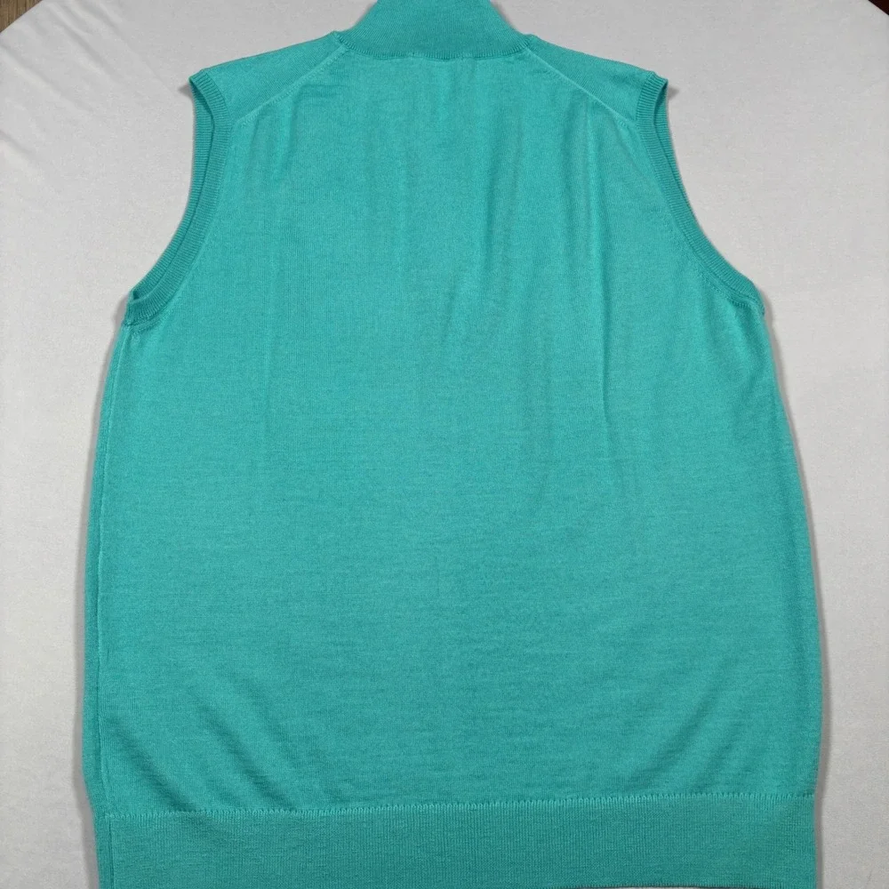 Calvin Klein Golf Vest Mens XL Teal Green Merino Wool Blend 1/4 Zip Antalya Club