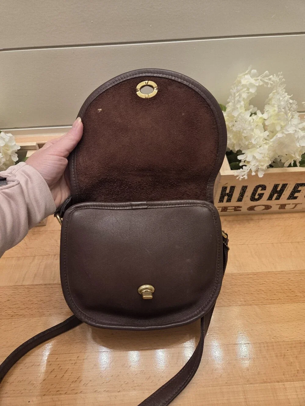Vintage COACH Watson Mahogany Brown Leather Small Flap Crossbody Bag #9981
