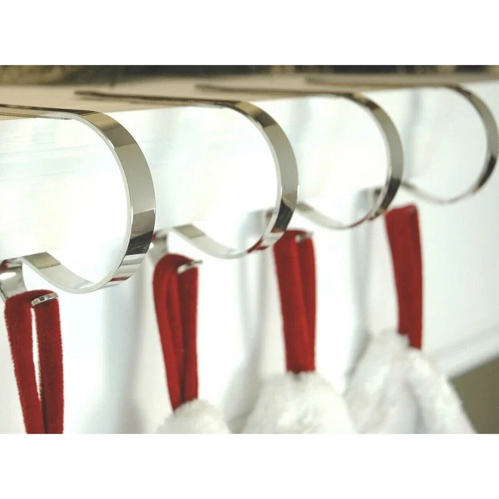 The Original Mantle Clip Set of 4 Stocking Holder Silver‎ Christmas Decoration