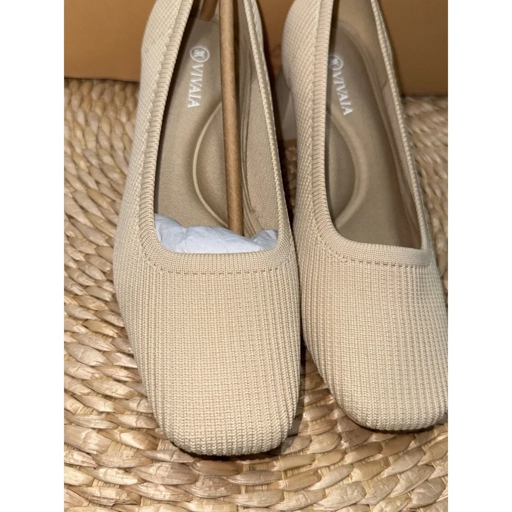 VIVAIA Knit Pumps Block Heel‎ Comfortable Classic Shoes size EU/35 US/5