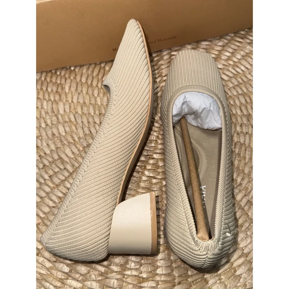 VIVAIA Knit Pumps Block Heel‎ Comfortable Classic Shoes size EU/35 US/5