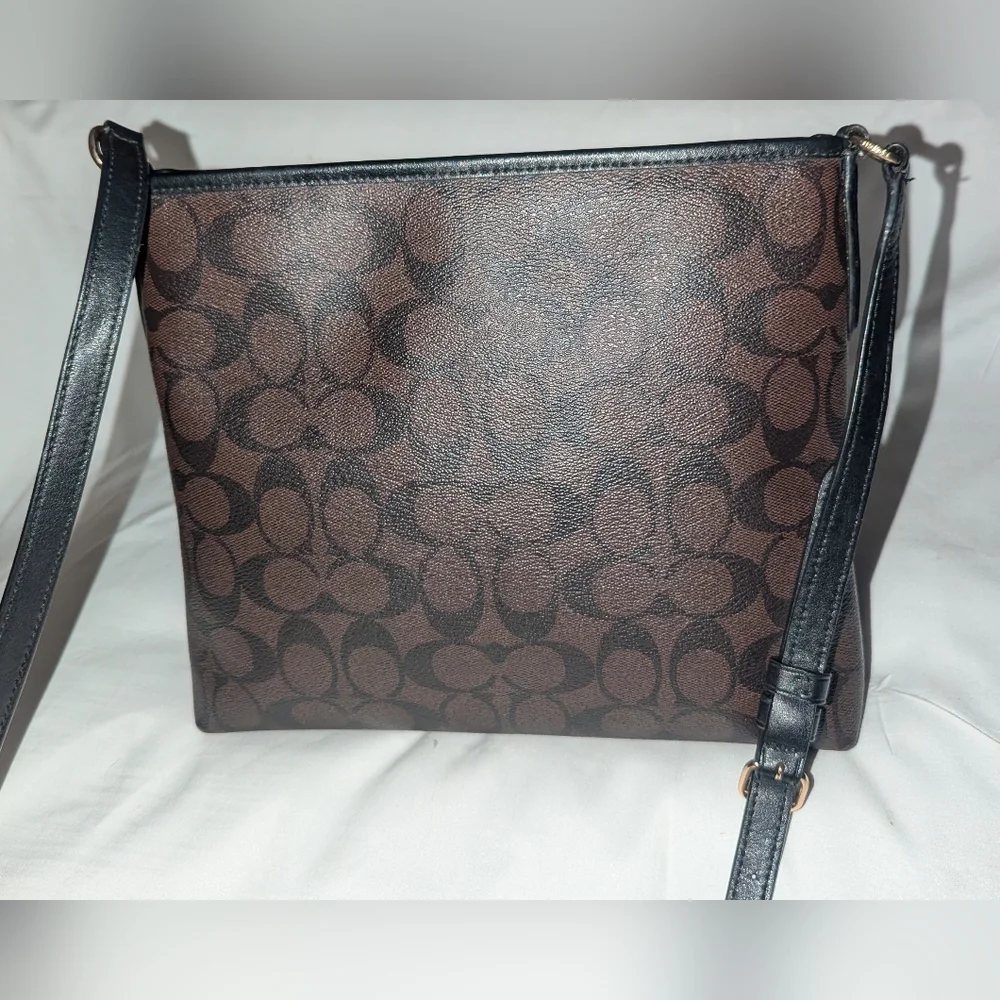 Coach Signature Sacoche Brown and Black Crossbody Bag F29210
