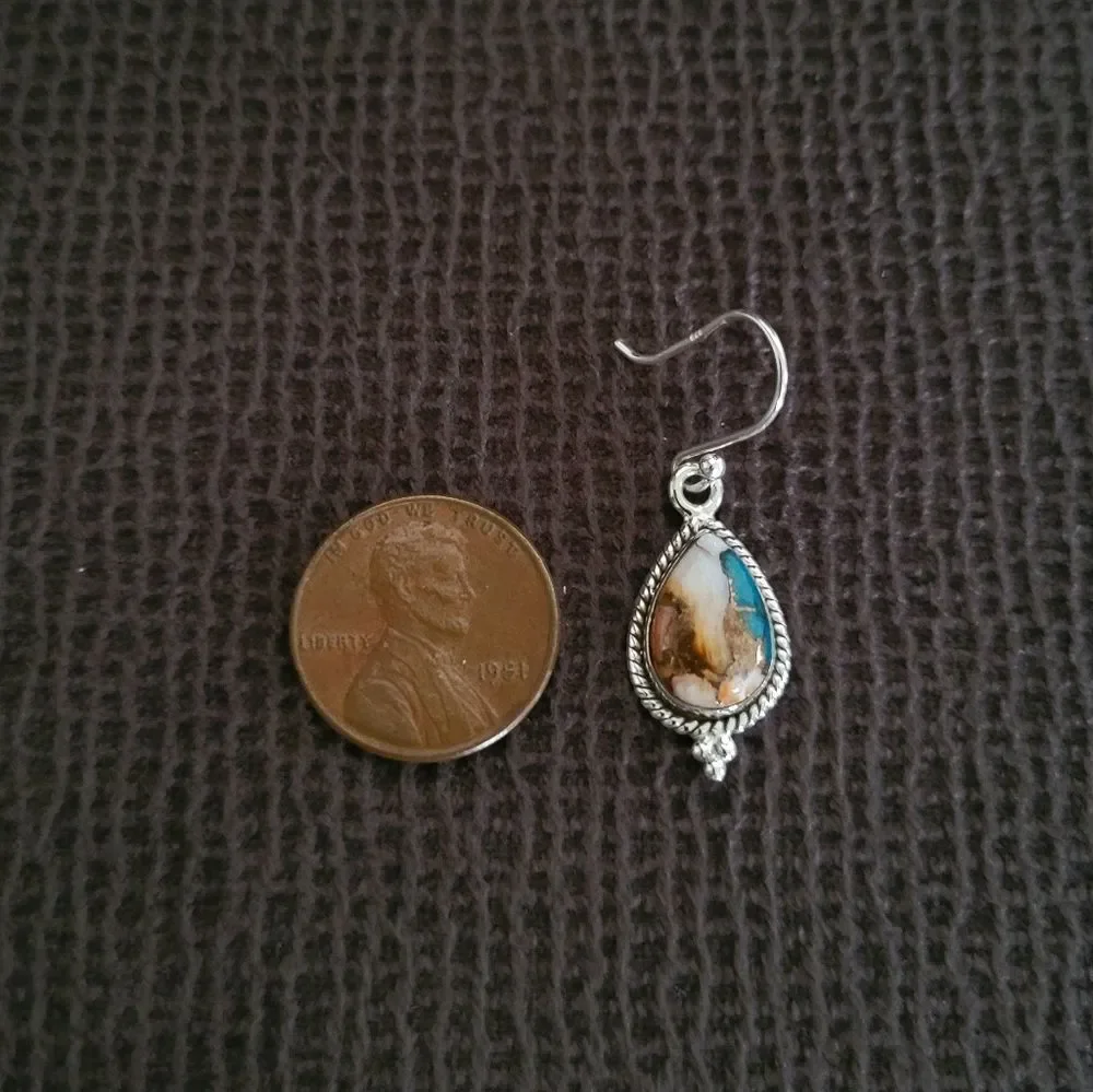 Shivam Oyster Blue💙 Copper Turquoise Teardrop💧 Earrings