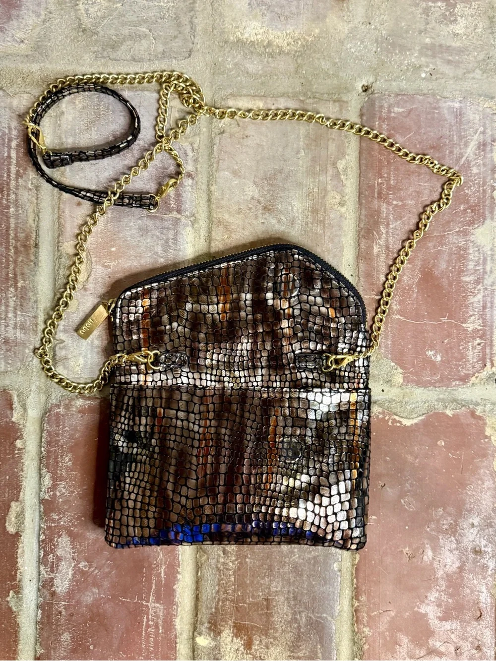 HOBO “Daria” Metallic Snake Print Leather Crossbody/Wristlet Convertible