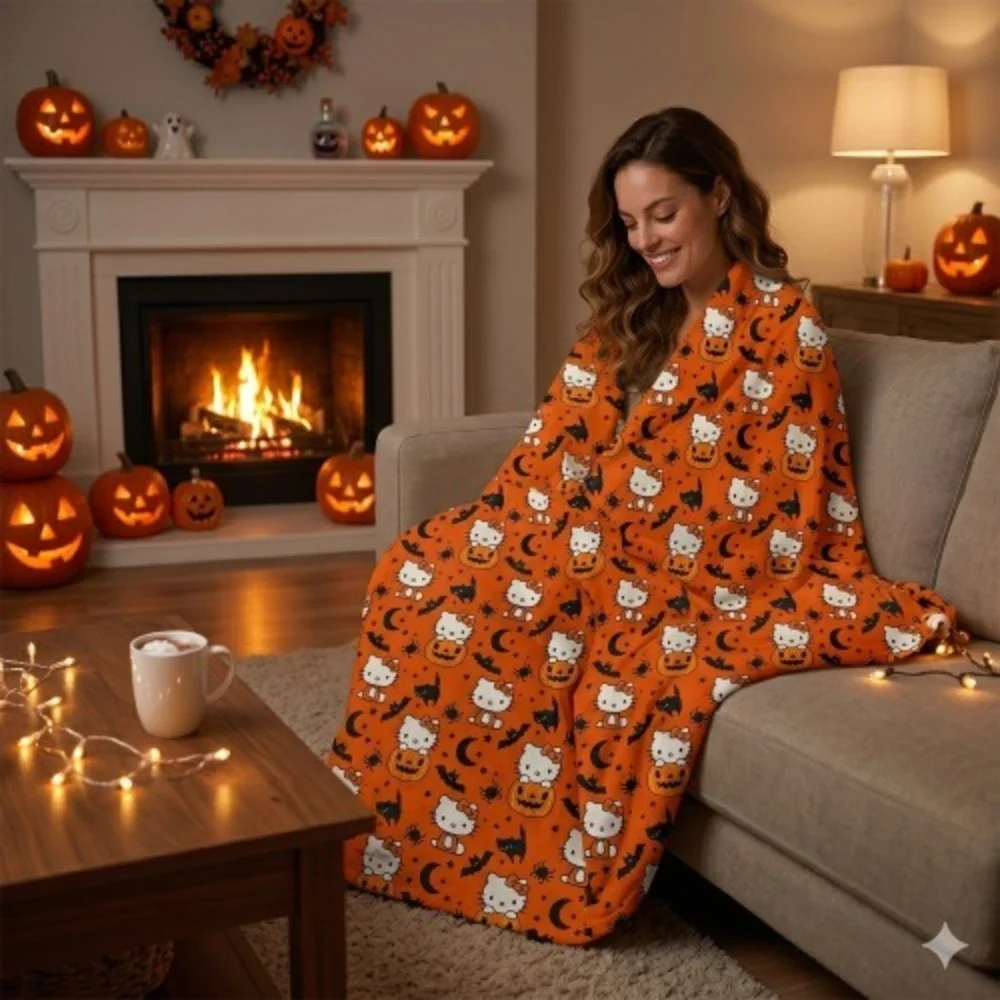 Hello Kitty Halloween Oversized Plush‎ Throw Blanket – Spooky Cozy 60