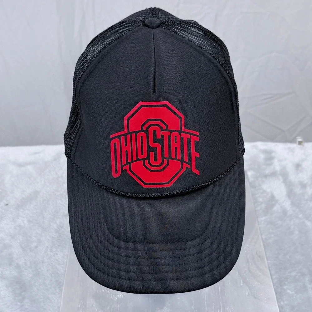 Vintage Otto Ohio State Mesh Trucker Hat‎ Mens Black Red Snapback Logo Cap Retro