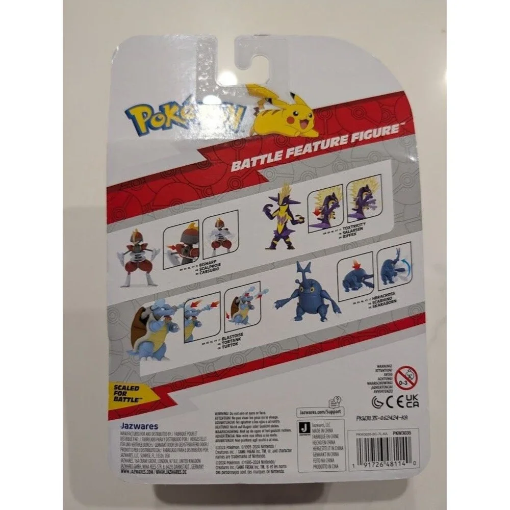 Nintendo Jazwares Pokemon 4.5 Inch BLASTOISE Battle Feature Deluxe Action Figure