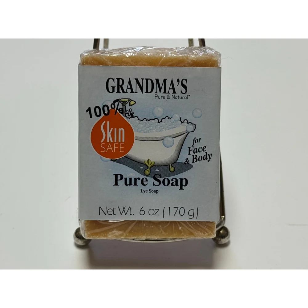 Women's GRANDMA'S Pure Soap Lye Soap Bar 6 Oz / 170g ( New / Sealed ) Skin Safe