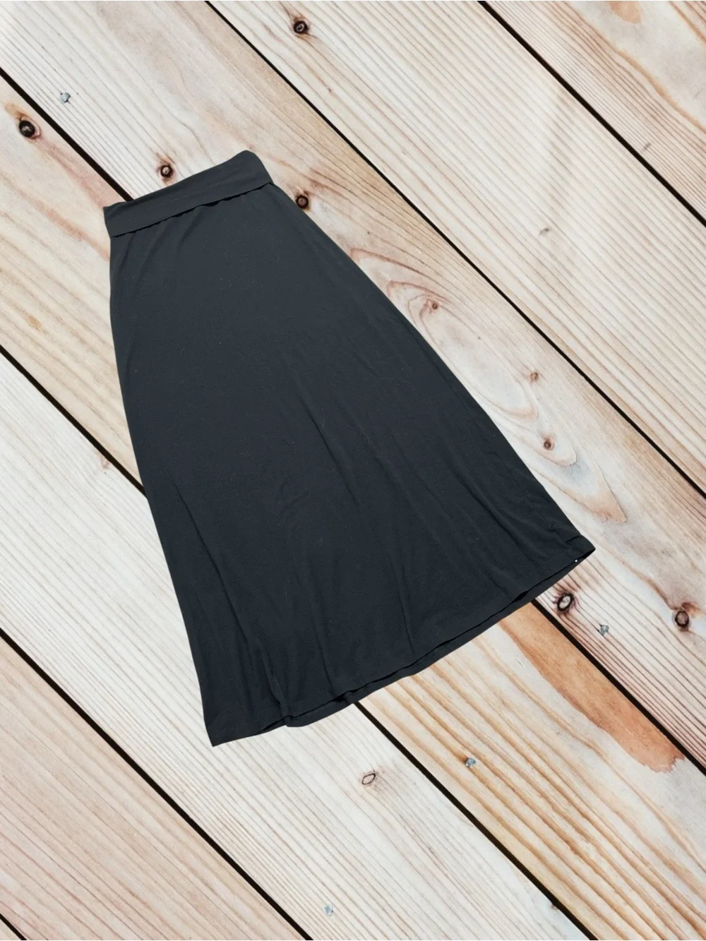 Splendid M black fold over Pima cotton stretch modal maxi skirt