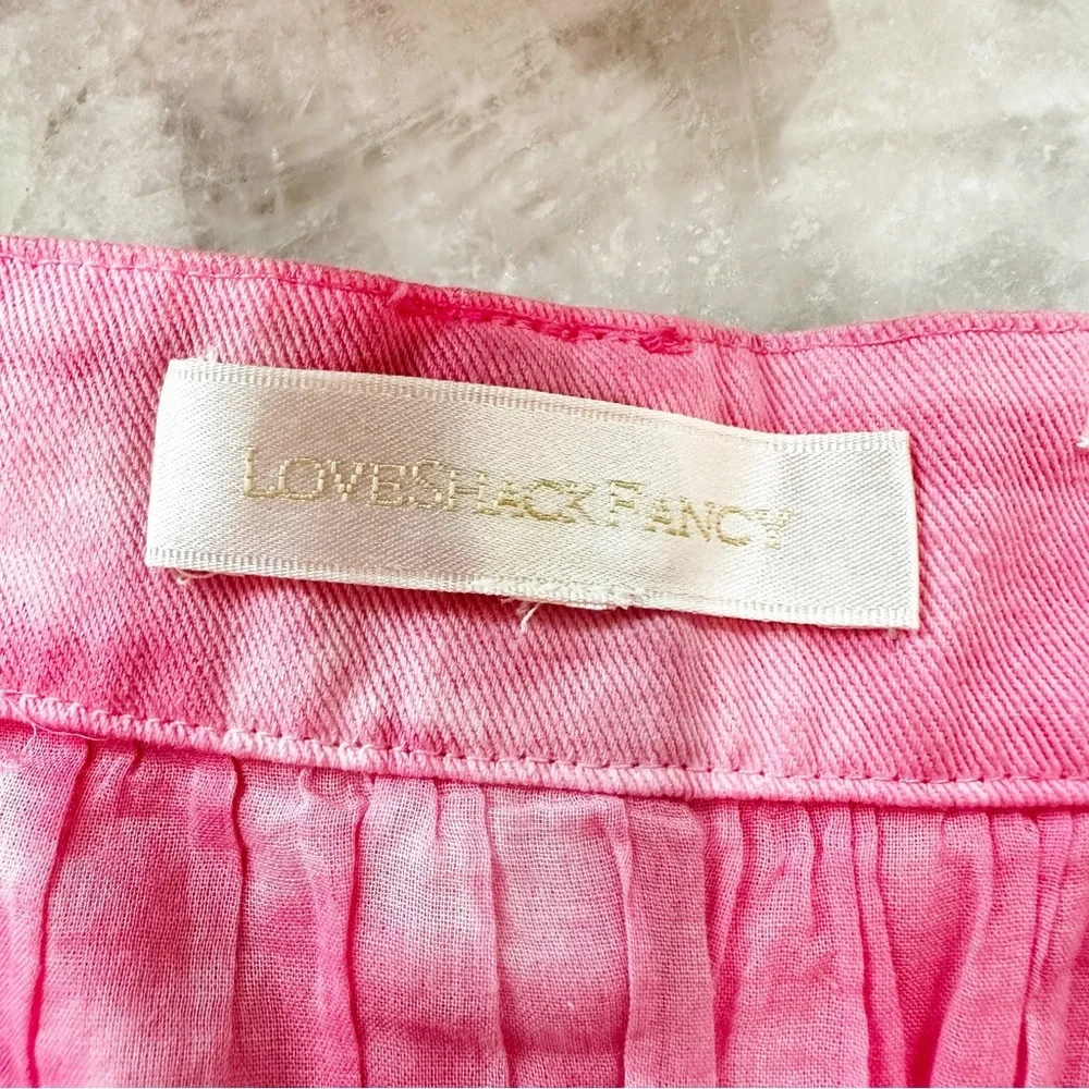 LoveShackFancy Landen Women’s Pink‎ Tie Dye Tiered Ruffle Mini Skirt Cotton Y2K
