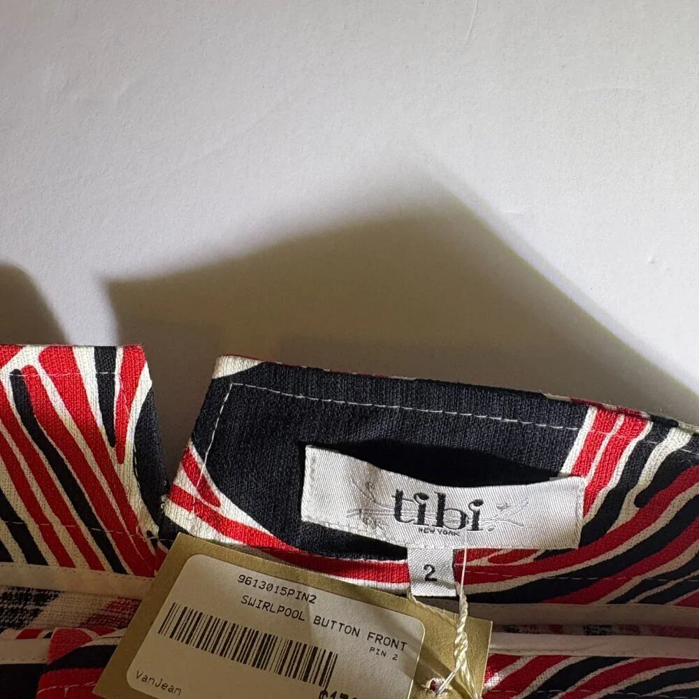 NEW W/ TAGS Tibi Red Pink Black Button Front Skirt Size 2