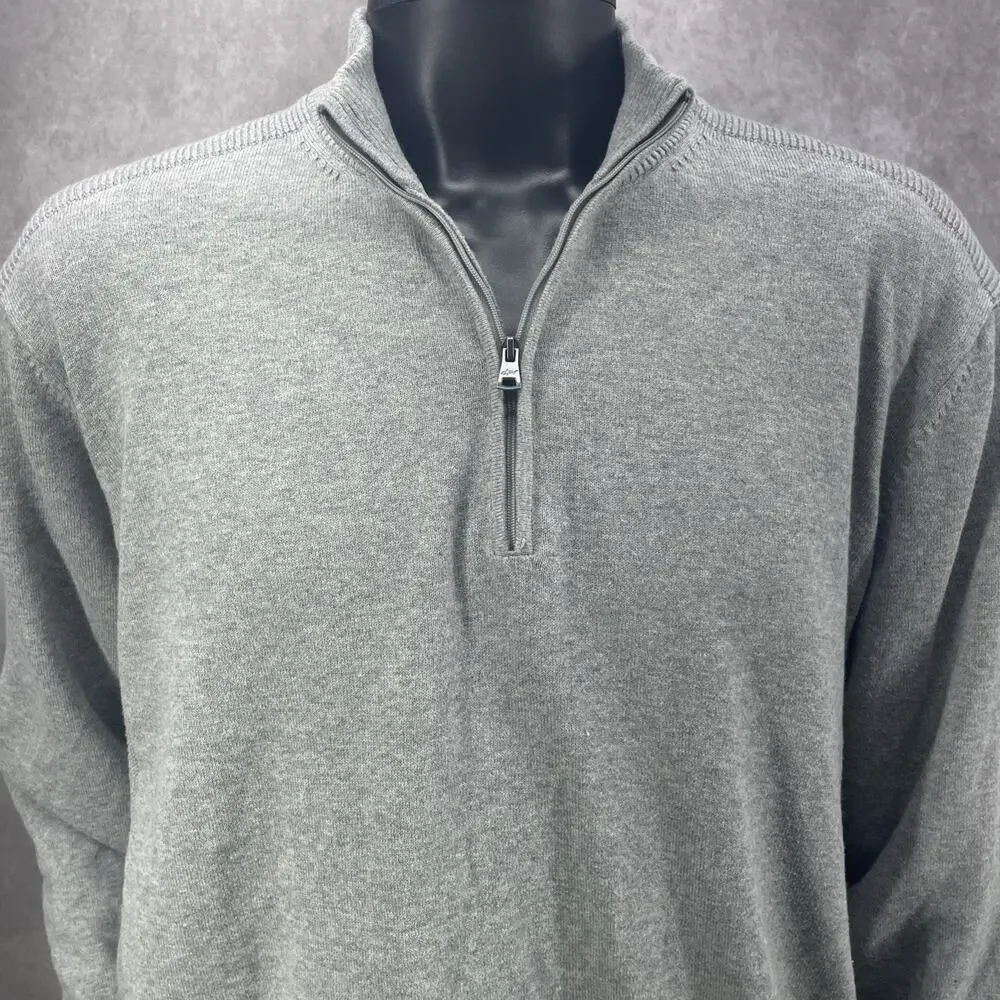 Greg Norman 1/4 Zip Pull Over Men 2XL Grey Cotton Blend Indian Valley Golf Lined