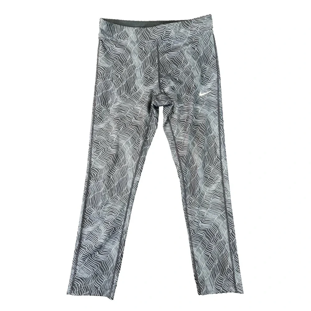 Nike Dri-FIT Epic Lux Crop Leggings Gray Wave Print Womens‎ S 799814-010 Running