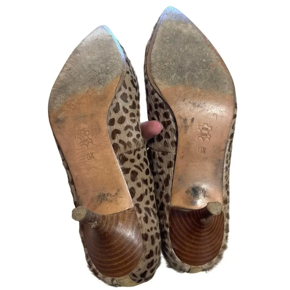 Women's Size XL Vintage Richard Tyler Pointed Toe Stiletto Kitten Heel Fur