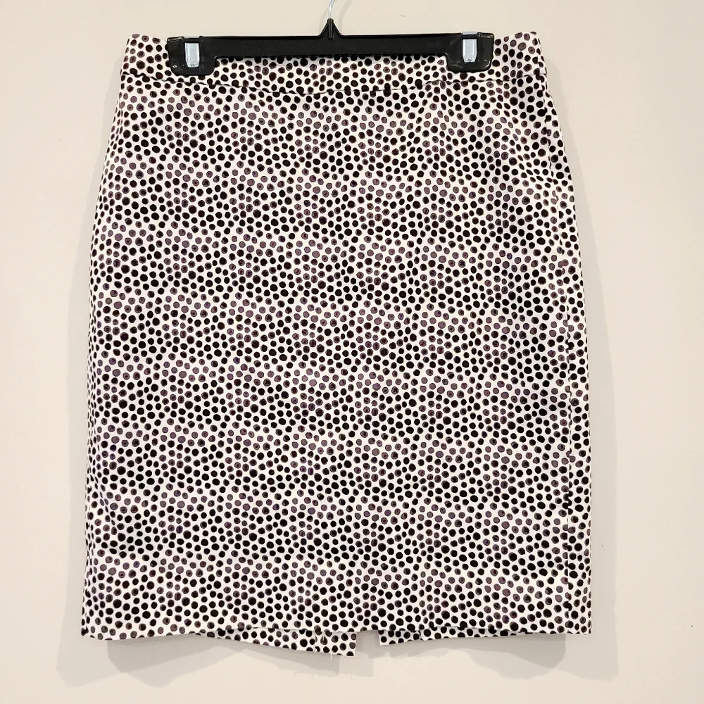 J.crew Factory The Pencil Skirt In Black And White Dot Print