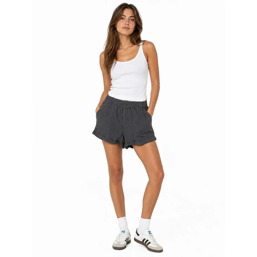 NWT BLANKNYC Gray Linen Blend Paperbag Waist Shorts Women's Small Casual Summer