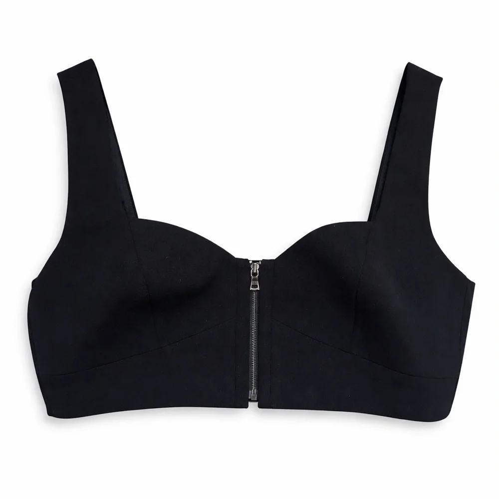 BCBGMAXAZRIA Black Structured Zip Bralette Bustier M