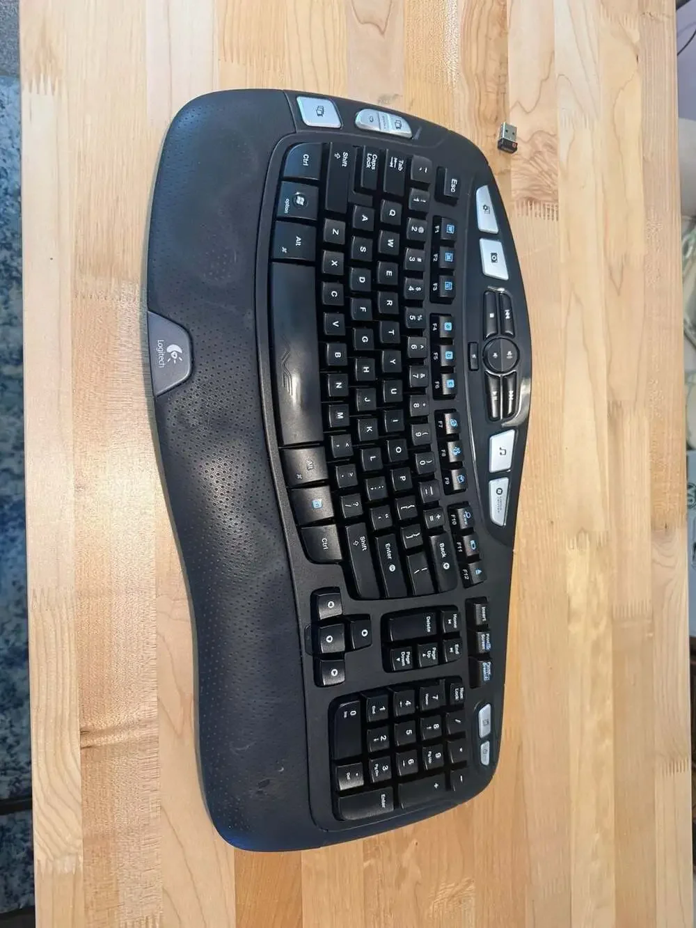 Logitech K350 Wireless Comfort Wave Ergonomic Keyboard WITH DONGLE!