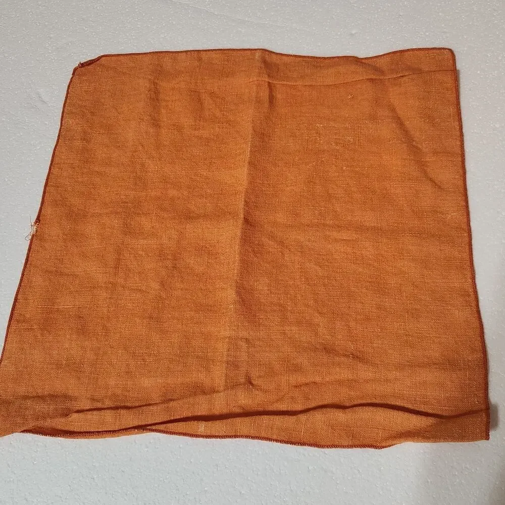 Vintage Orange Linen Cloth Napkins Set Of 4 Dining Table Kitchen Boho Colorful