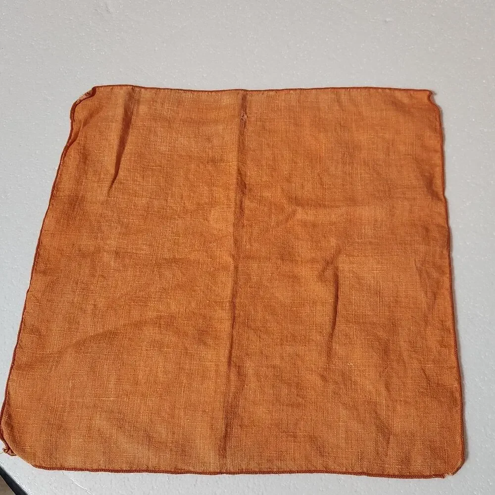 Vintage Orange Linen Cloth Napkins Set Of 4 Dining Table Kitchen Boho Colorful