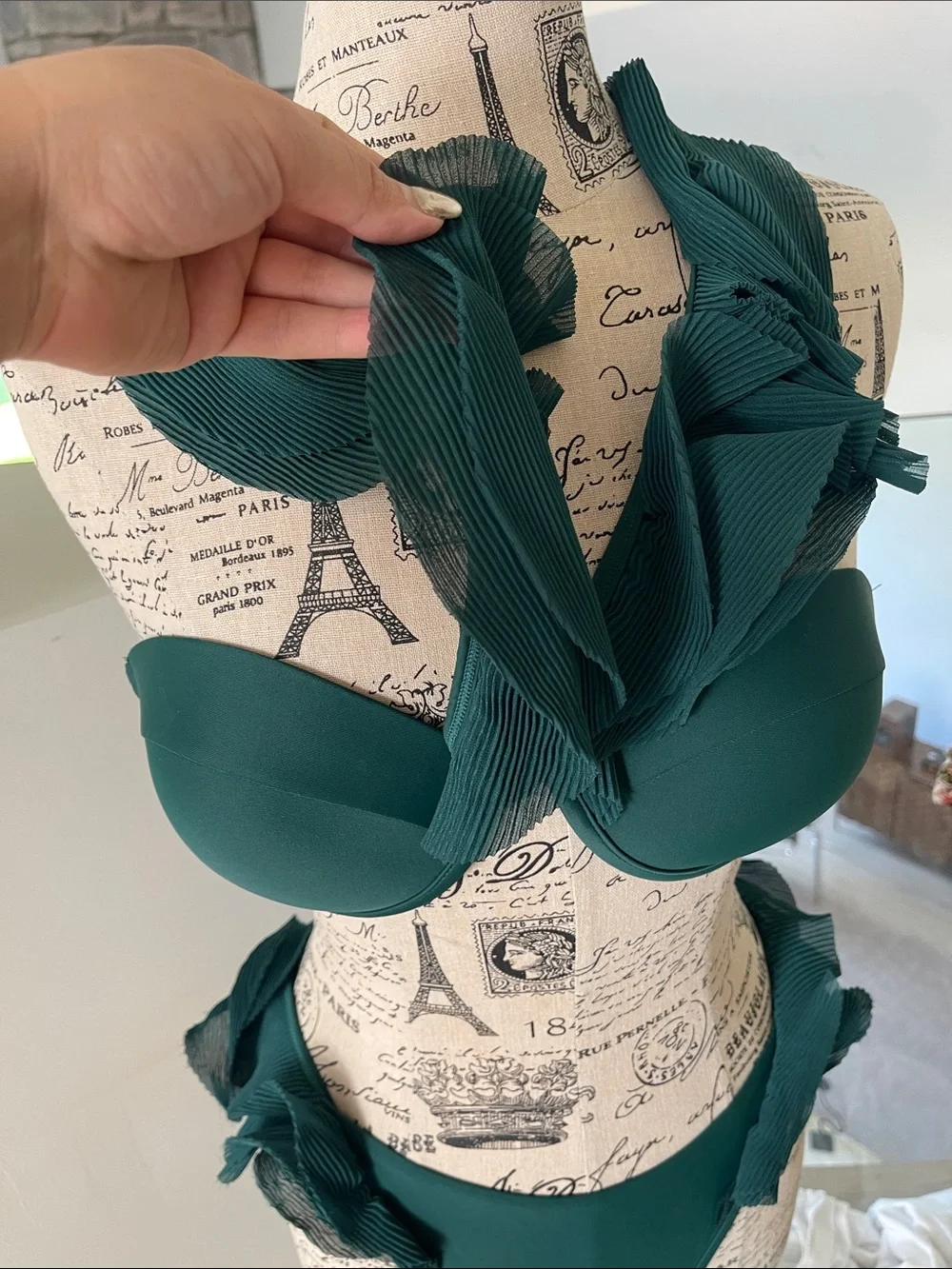 Andrea Iyamah Emerald Green Ruffle Bikini
