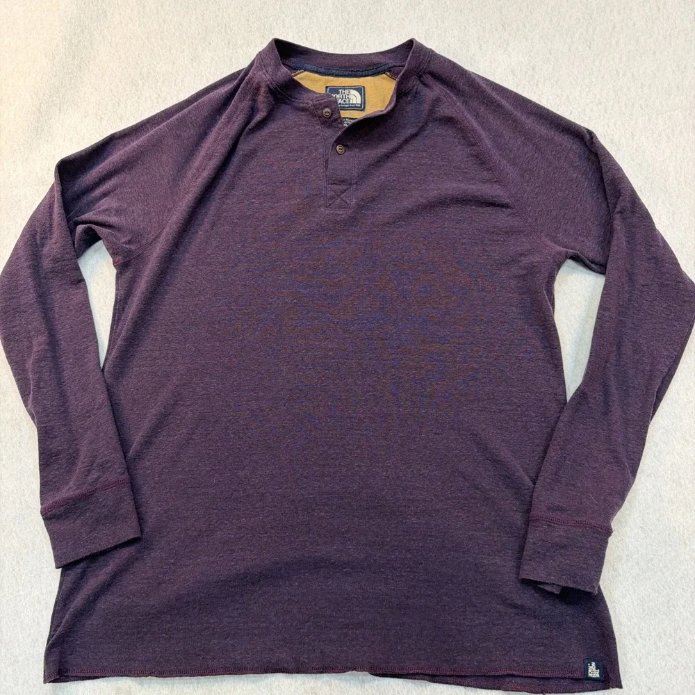The North Face Mens XL California Heritage Purple LS Henley Shirt Button
