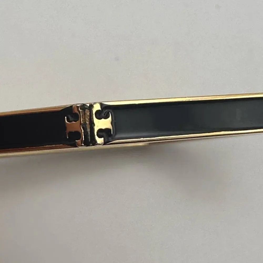 Tory Burch Hexagon Logo Bracelet Black Enamel Gold Modern Designer Jewelry