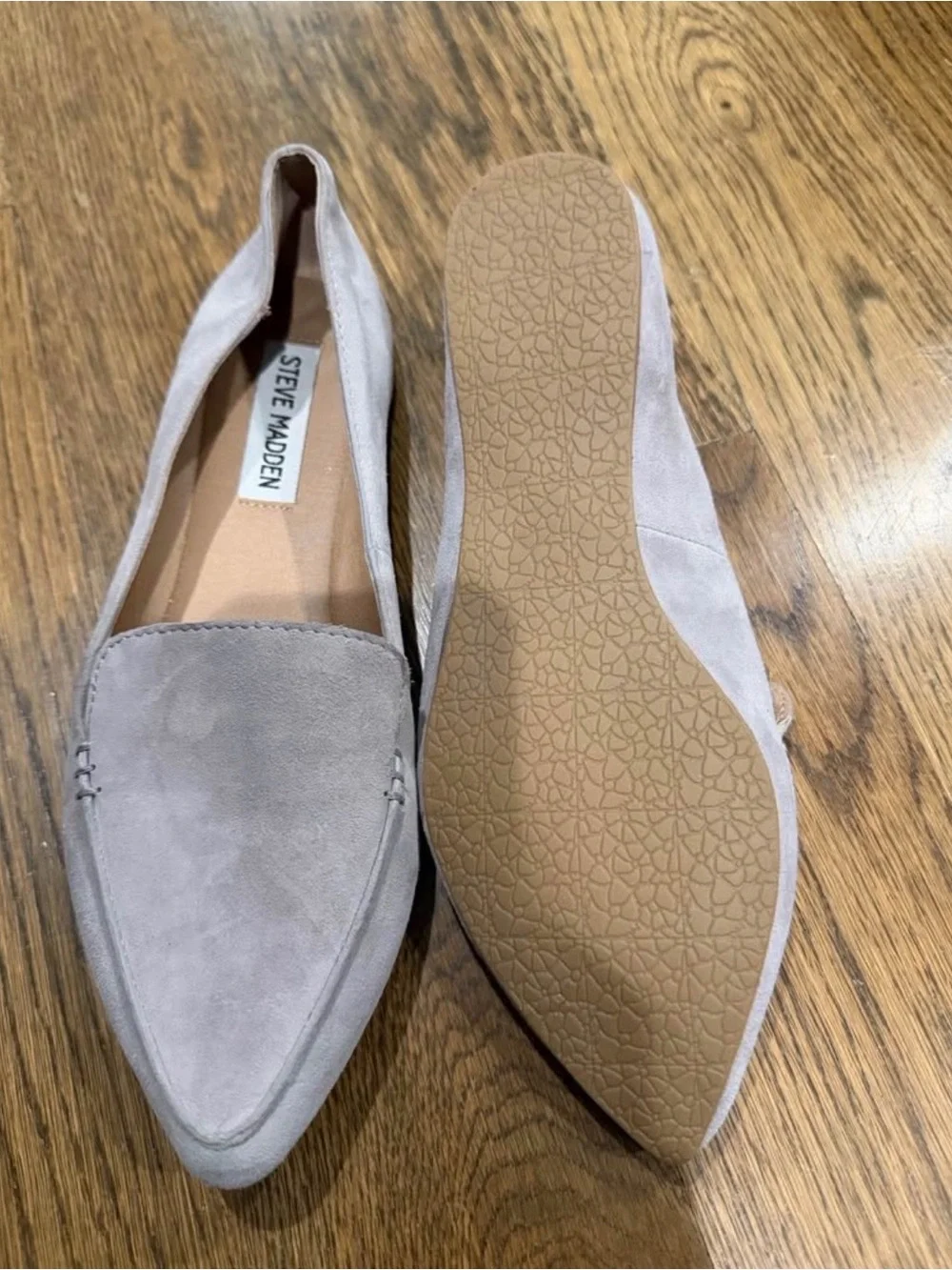 Steve Madden Light Gray Pointed Suede Loafers