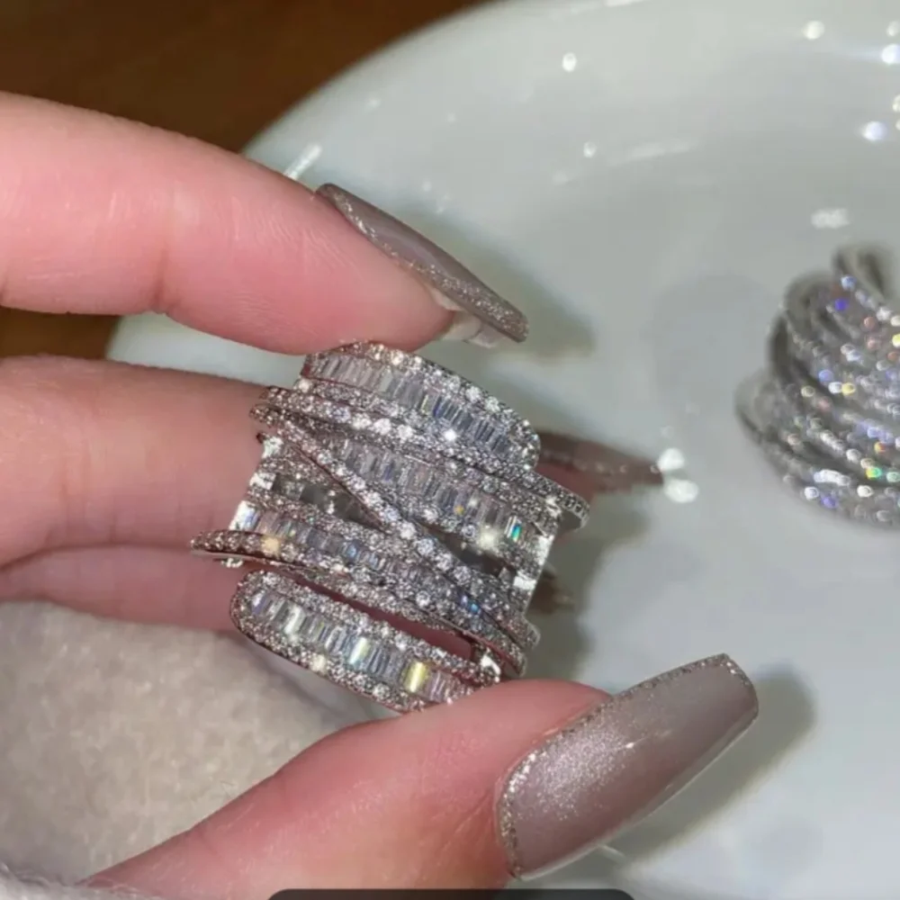 Elegant Silver Fashion Crystal Women's Ring NIP