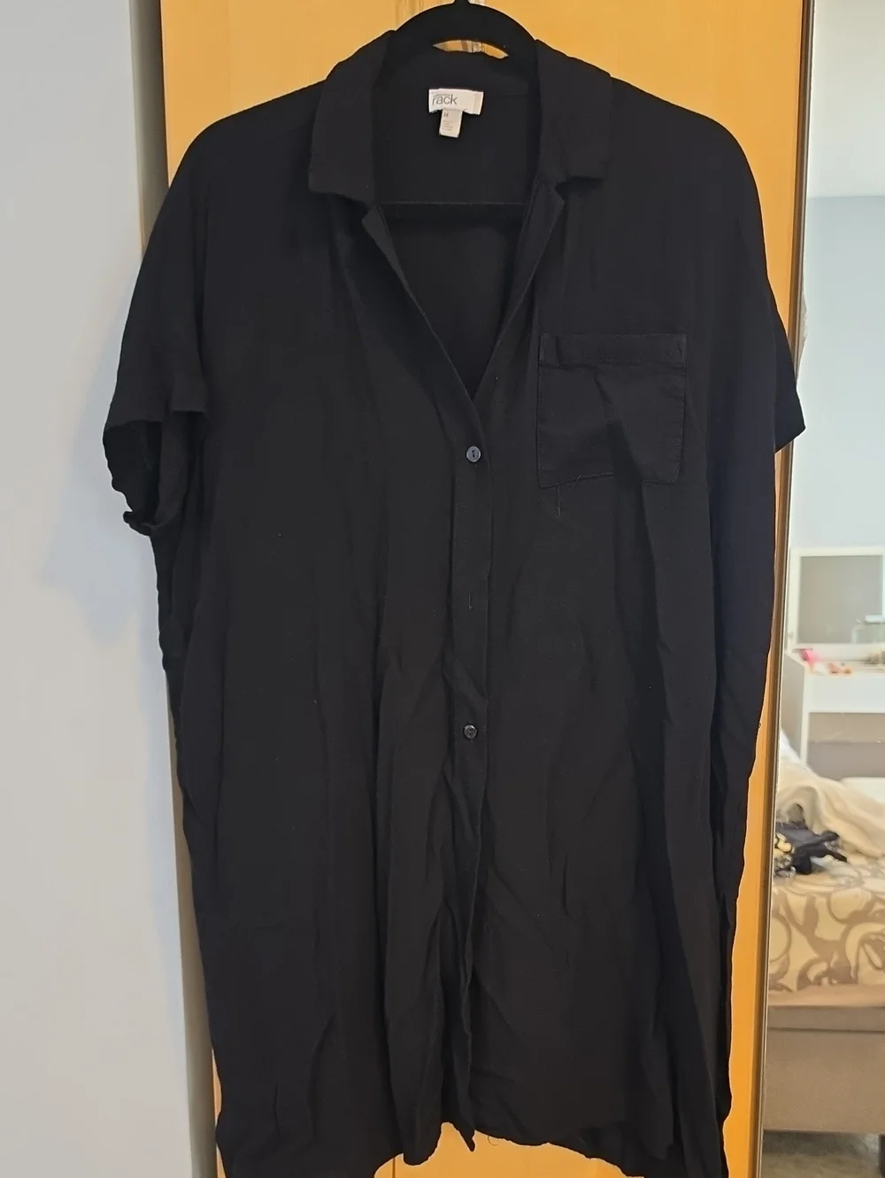 Nordstrom Rack Black Short-Sleeve Button-Down Swim Coverup